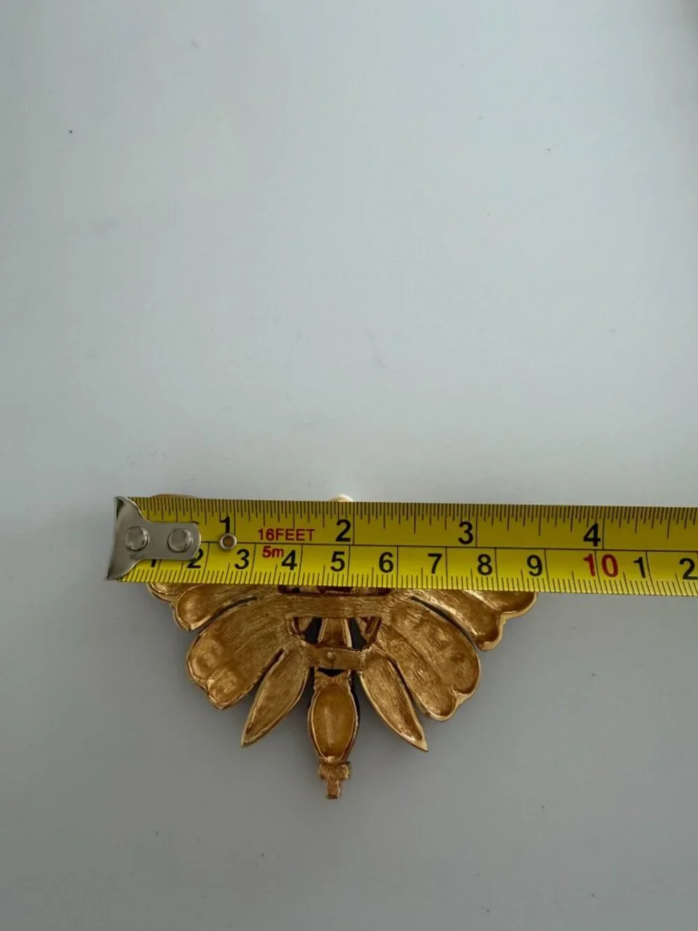 CINER Crystal Caramel Vintage Gold Tone Butterfly Brooch Pin